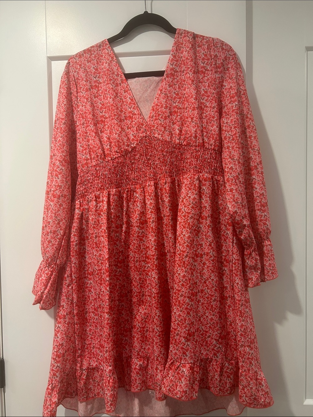 Girls' Pink Floral Smocked Waist Dress
